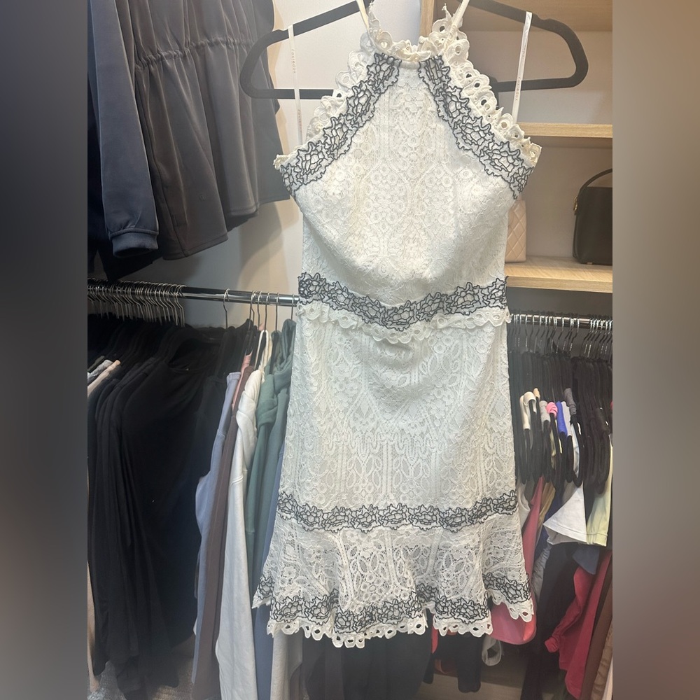 Foxiedox Lace Midi Dress - White and Black